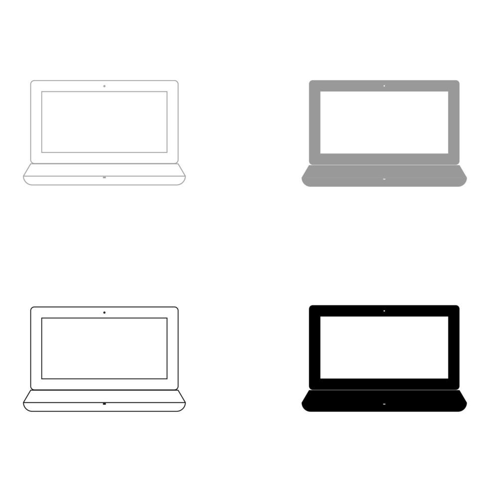Laptop das Symbol für die festgelegte schwarze graue Farbe vektor