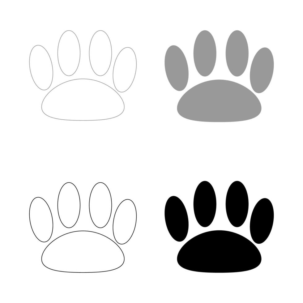 Tierfußabdruck das Symbol für die festgelegte schwarze graue Farbe vektor