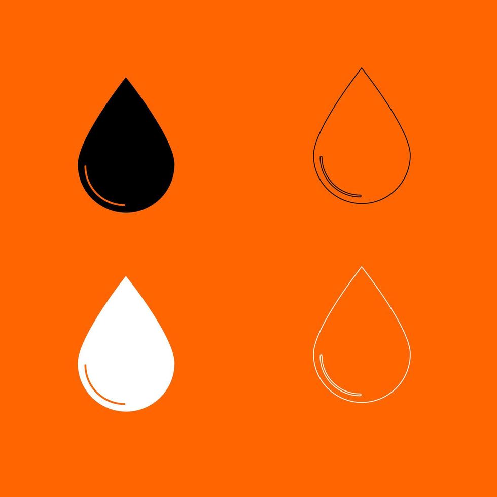 Drop-Icon-Set weiß schwarz Farbe Vektor Illustration Bild flachen Stil