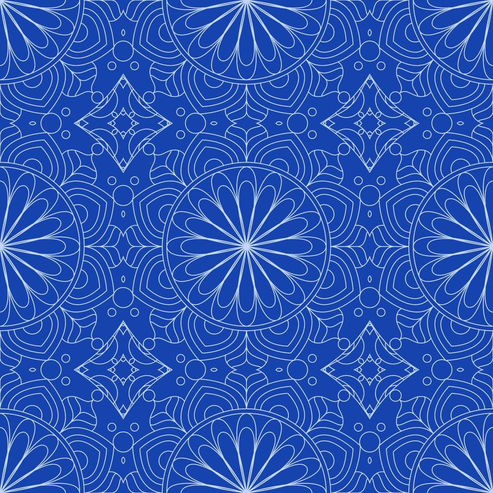 etniska sömlösa vektormönster. blå monokrom geometrisk mandala. kan användas för design av tyg, överdrag, tapeter, kakel. vektor