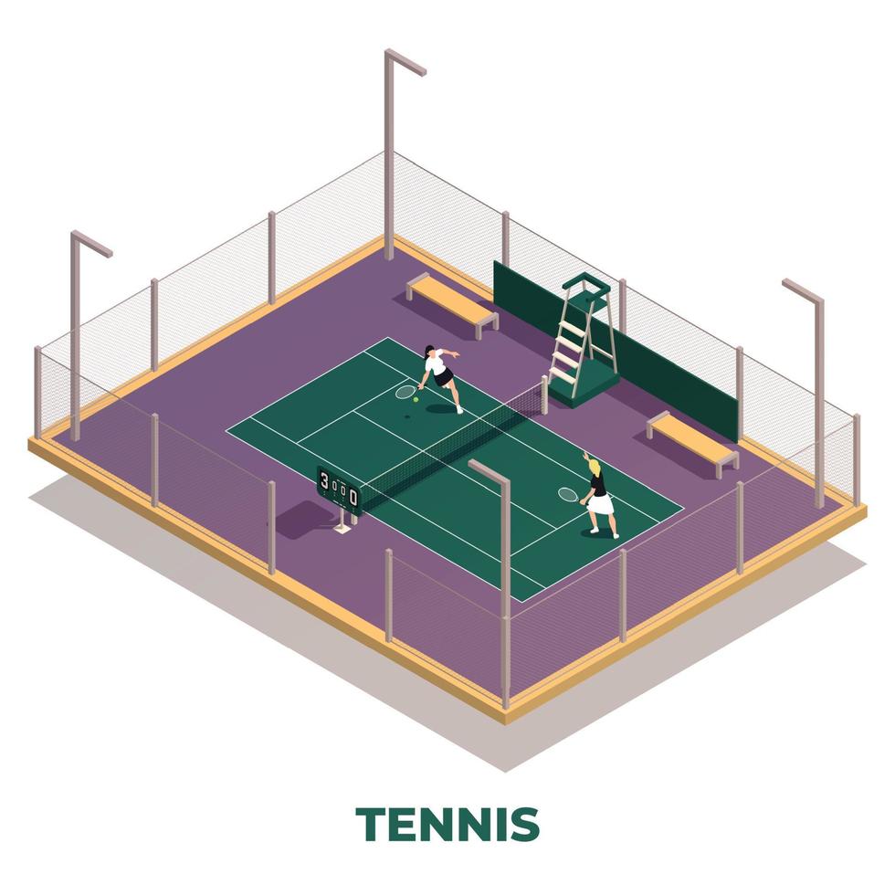 isometrisk tennis lekplats sammansättning vektor