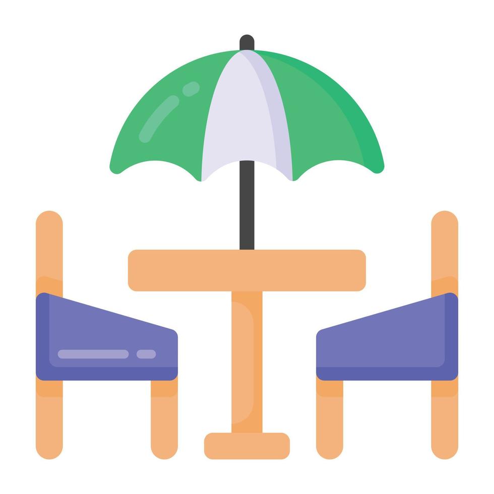 stolar och paraply som anger platt ikon för gatukafé vektor
