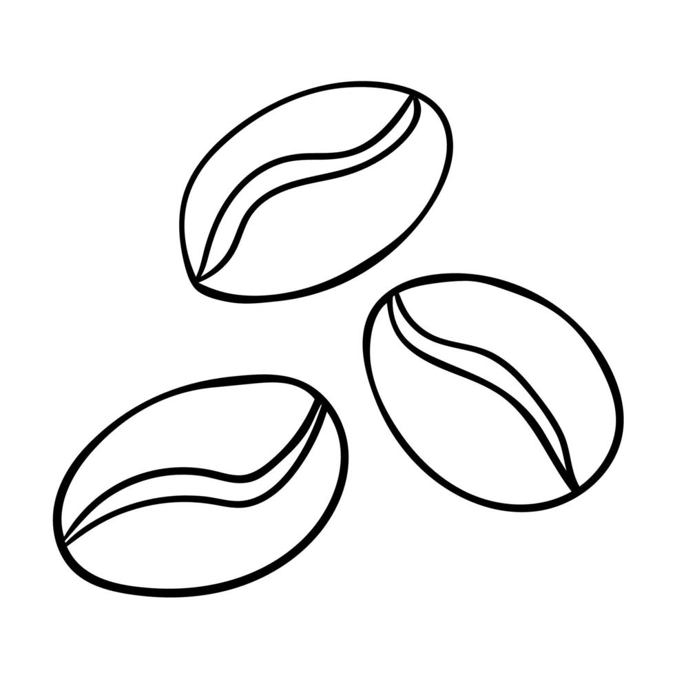 Cartoon Doodle lineare Kaffeebohnen isoliert auf weißem Hintergrund. vektor