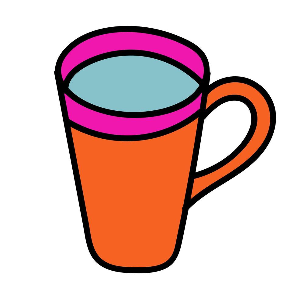 Cartoon-Doodle lineare Teetasse isoliert auf weißem Hintergrund. vektor