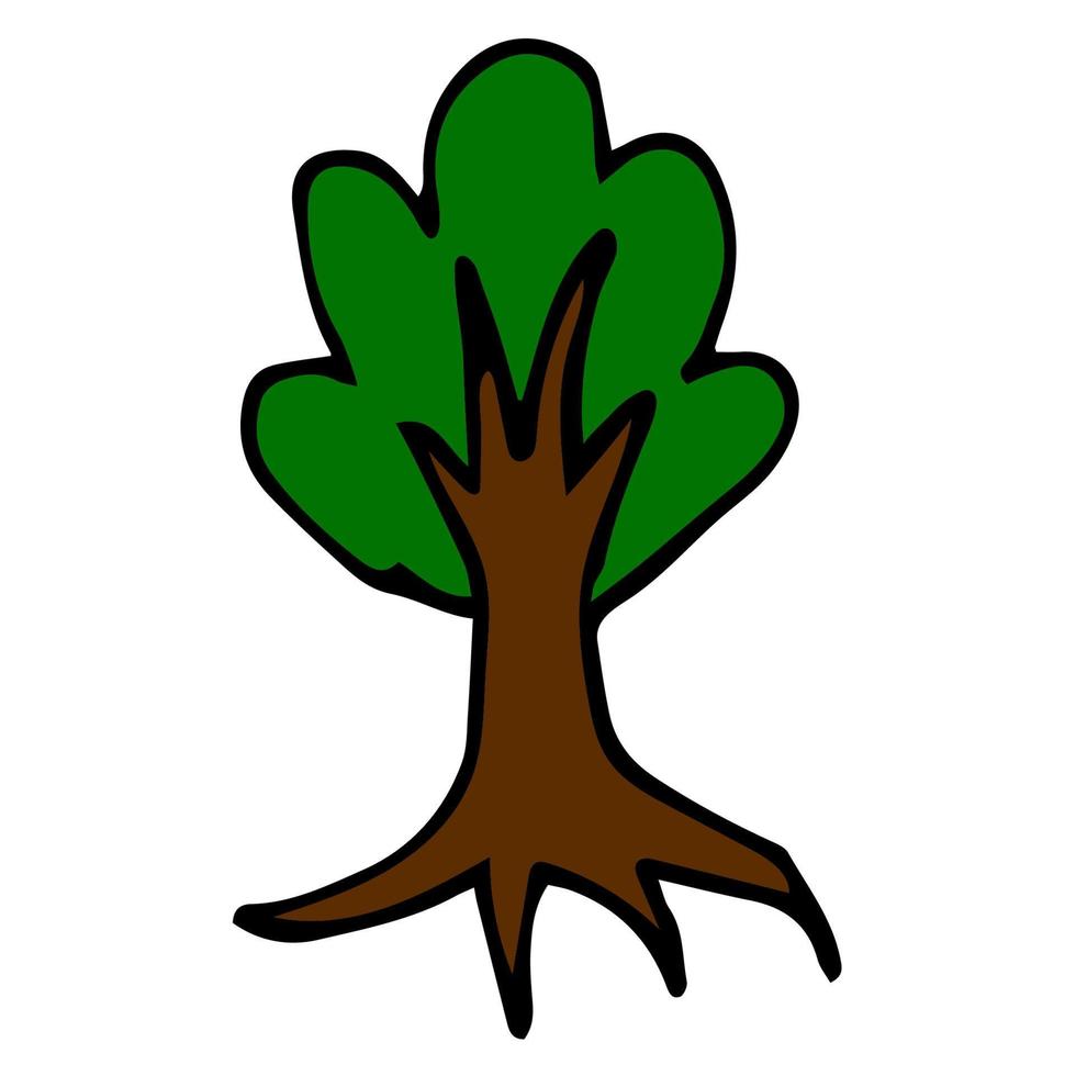 Cartoon-Doodle-Baum isoliert auf weißem Hintergrund. vektor