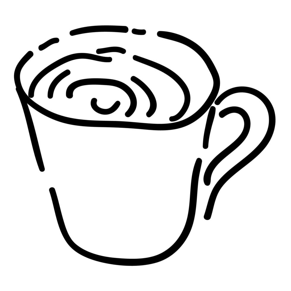 Cartoon-Doodle lineare Teetasse isoliert auf weißem Hintergrund. vektor