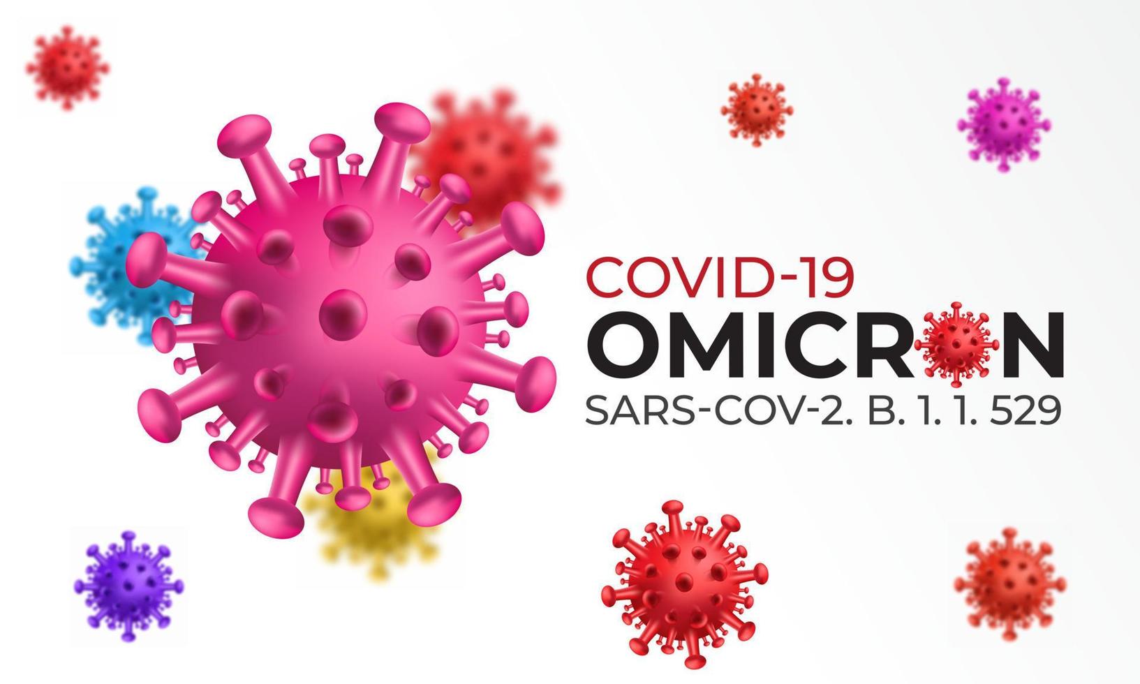 Omikron-Variante der Coronavirus-Covid-19-Illustration auf isoliertem Hintergrund vektor