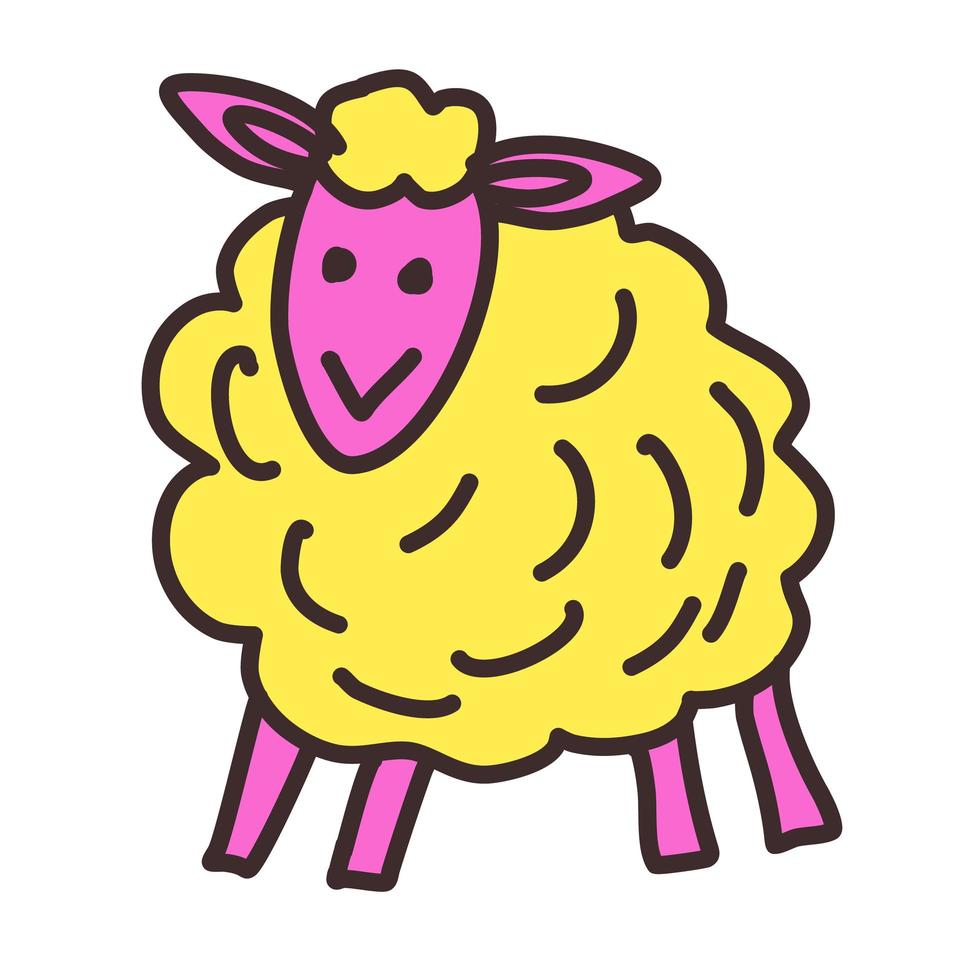 bunte Schafe mit üppiger Wolle. Vektor-Illustration vektor