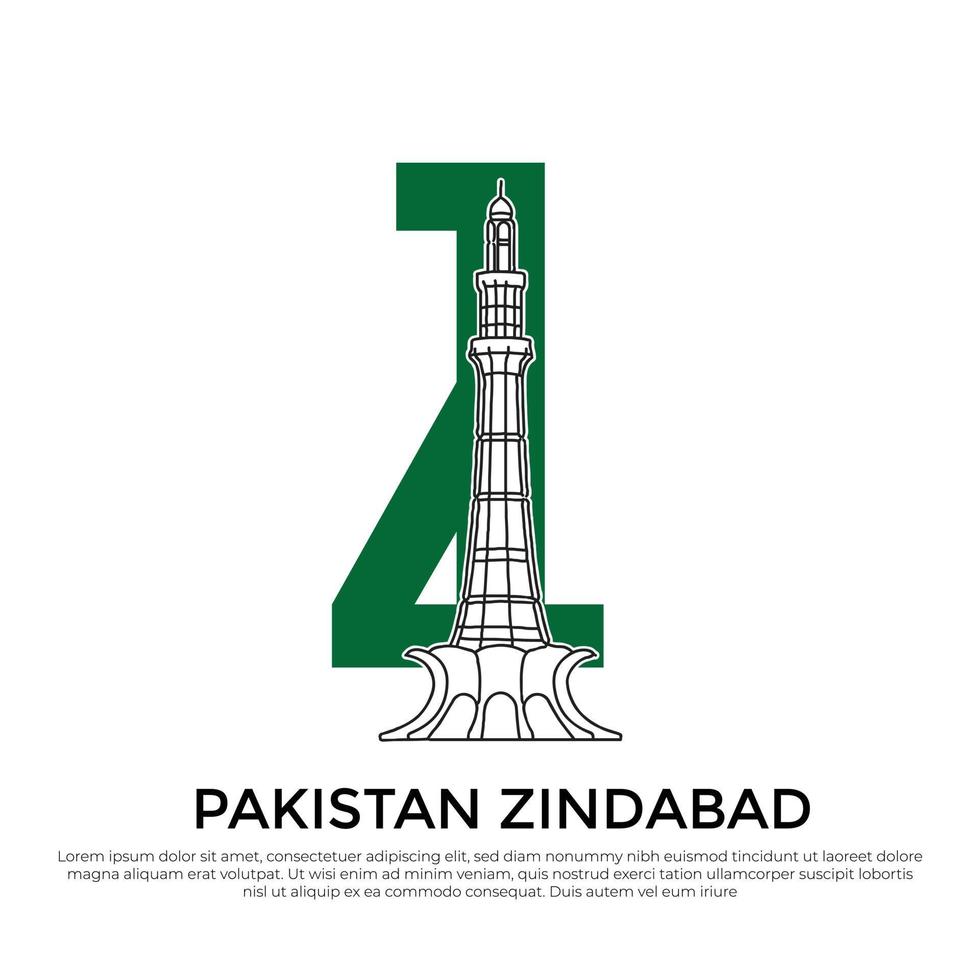pakistan zindabad 14 augusti med minar e pakistan, lahore vektor