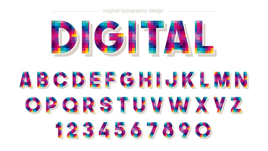 Bunter Pixel-Typografie-Entwurf vektor