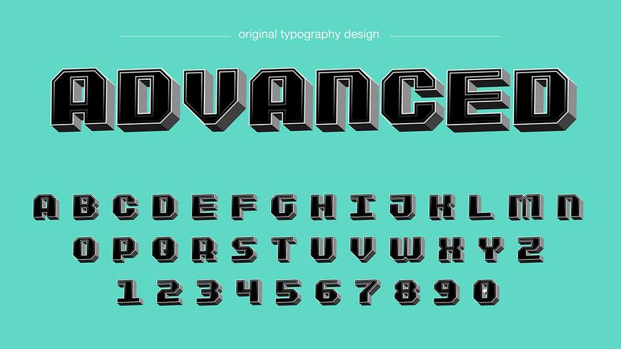 Djärv Svart 3D Kvadratisk Typografi vektor