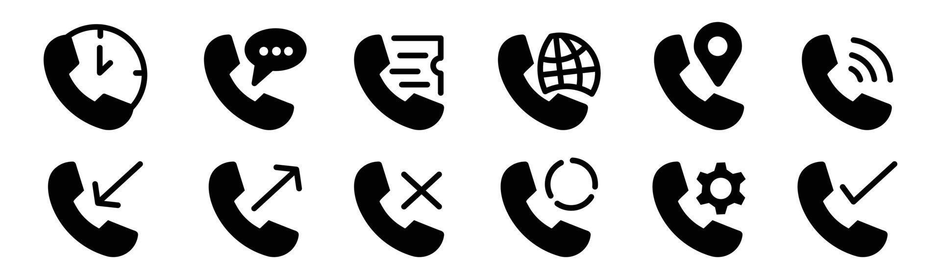 Anrufsymbol Kontaktieren Sie uns Logo der wichtigsten mobilen App. schwarzes lineares symbol symbol telefon mobil aus eingehend vektor