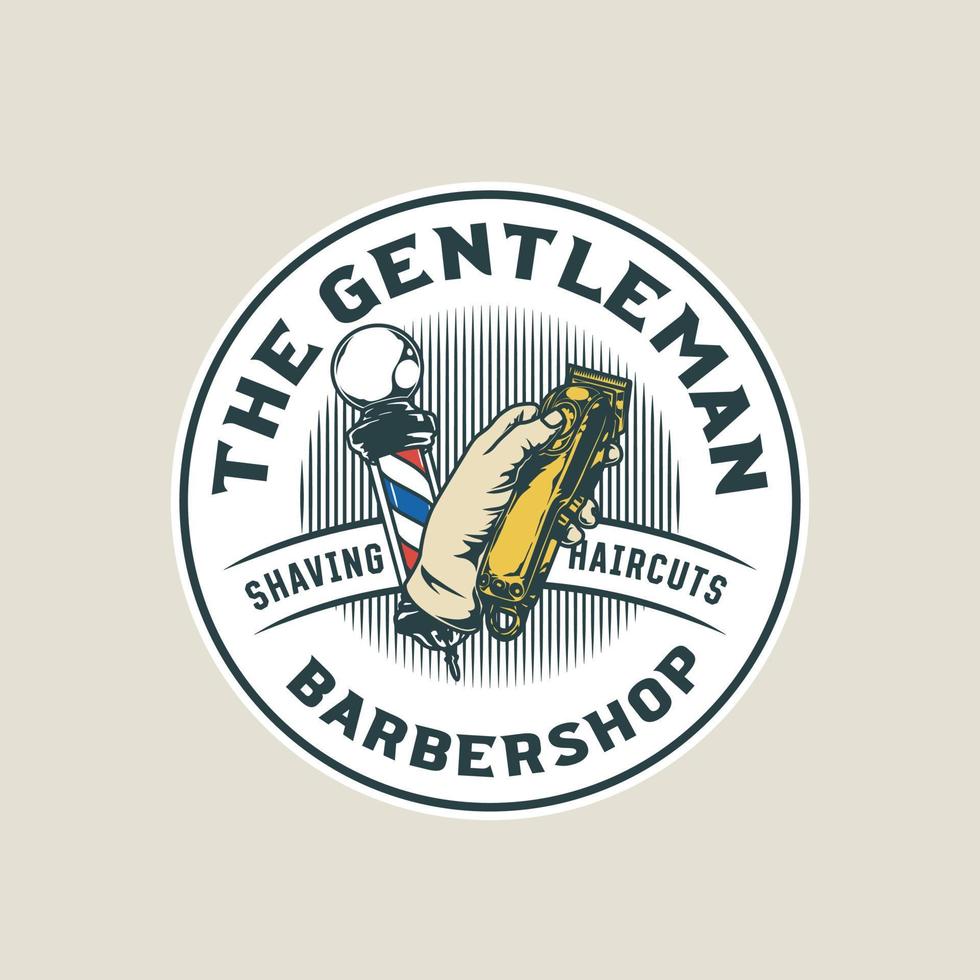 handgezeichnetes Vintage-Barbershop-Logo-Abzeichen vektor