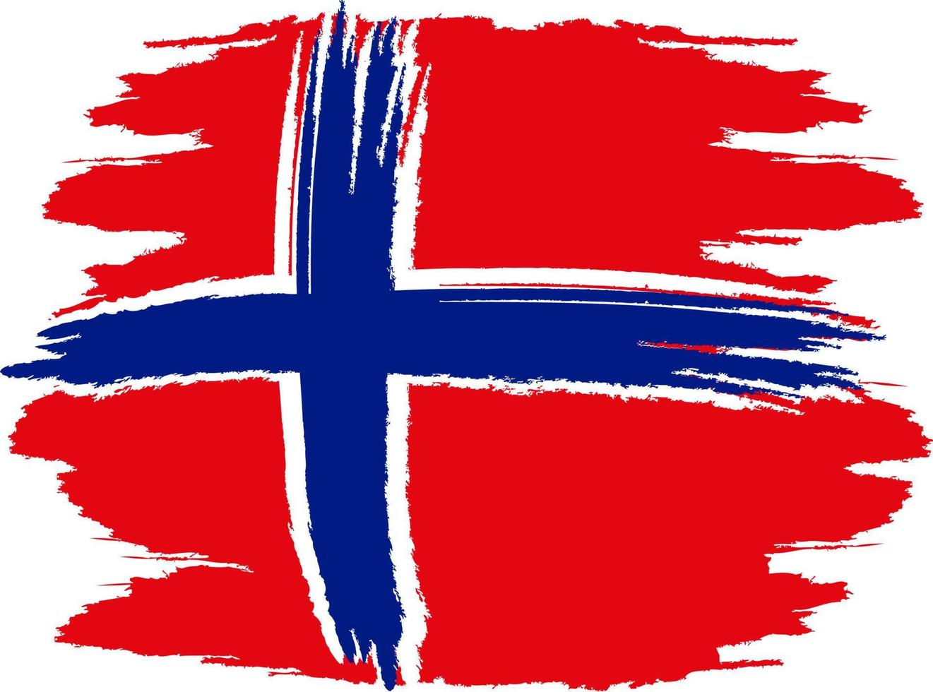 norges flagga. penselmålade norges flagga. Norges flagga med grunge textur. vektor illustration