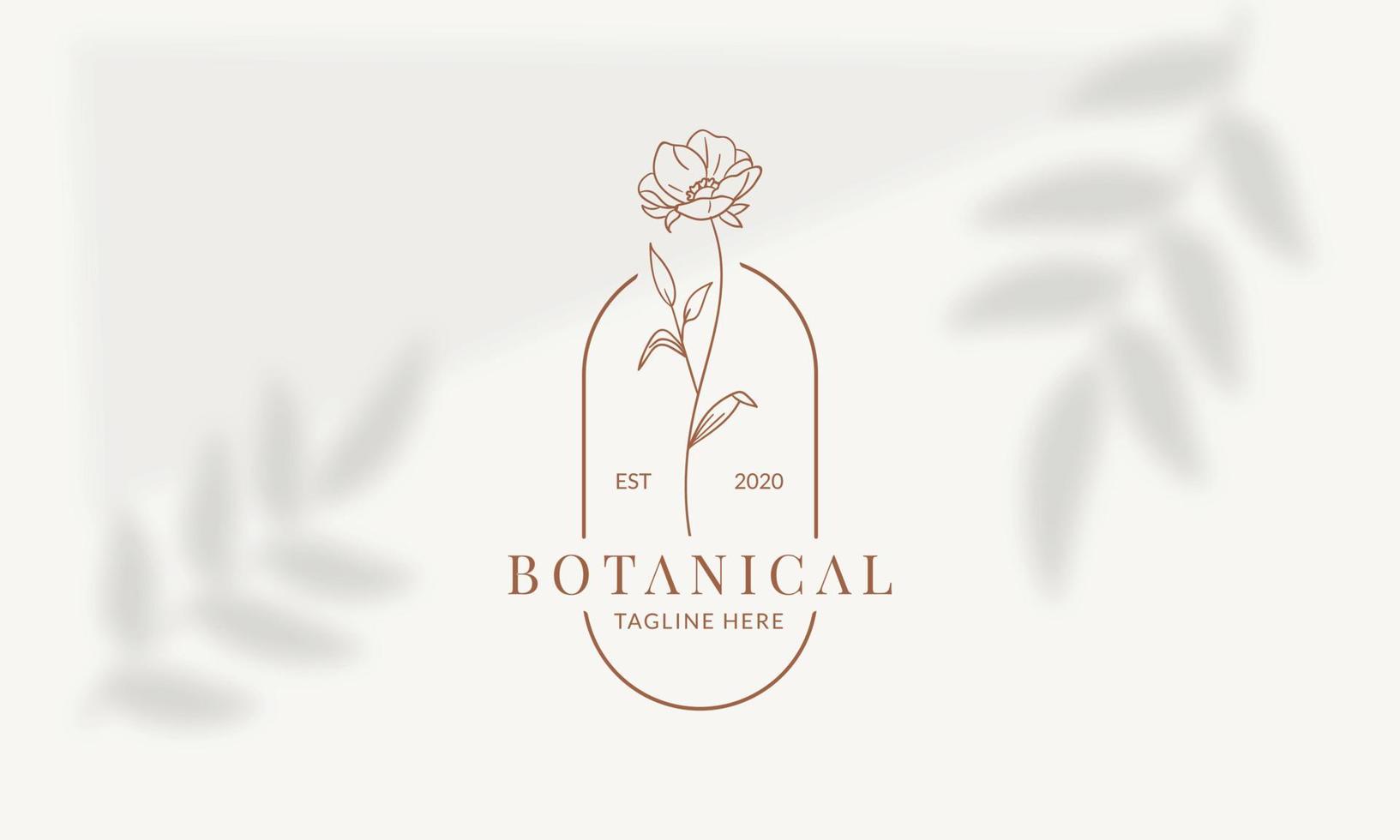 botaniska blommiga element handritad logotyp med vilda blommor och blad. logotyp för spa och skönhetssalong, boutique, ekologisk butik, bröllop, blomsterdesigner, inredning, fotografi, kosmetika. vektor