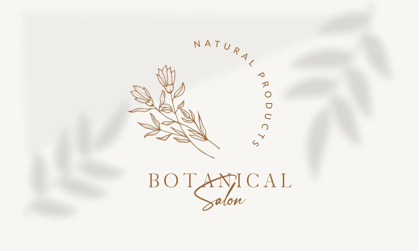 botanisches florales element handgezeichnetes logo mit wilden blumen und blättern. logo für spa- und schönheitssalon, boutique, bioladen, hochzeit, blumendesigner, innenausstattung, fotografie, kosmetik. vektor