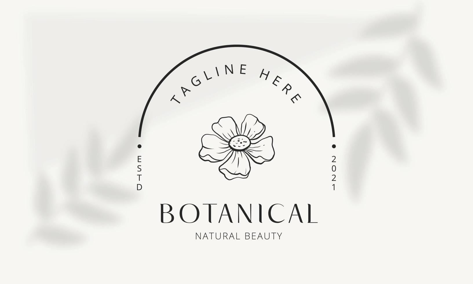 botanisches florales element handgezeichnetes logo mit wilden blumen und blättern. logo für spa- und schönheitssalon, boutique, bioladen, hochzeit, blumendesigner, innenausstattung, fotografie, kosmetik. vektor