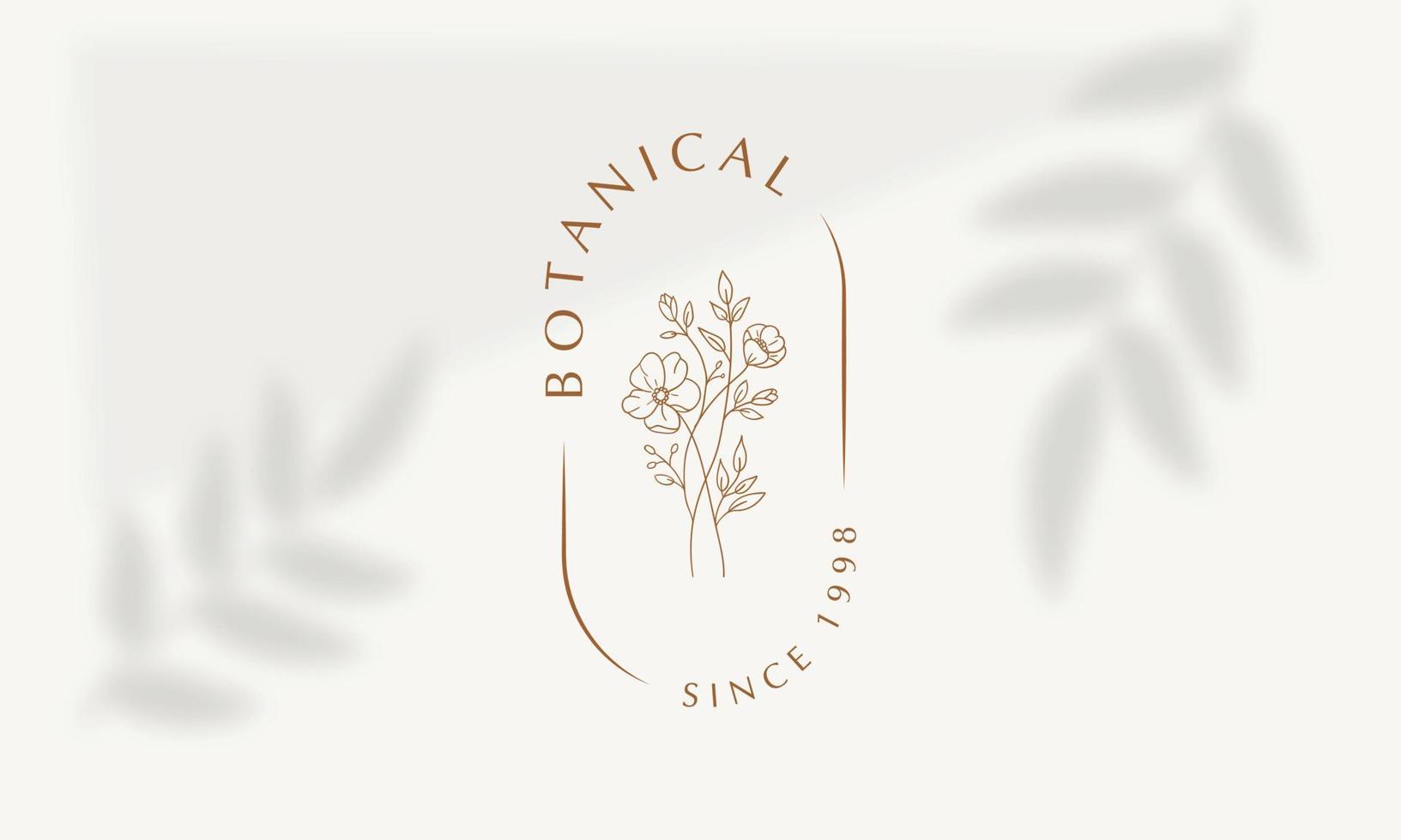 botanisches florales element handgezeichnetes logo mit wilden blumen und blättern. logo für spa- und schönheitssalon, boutique, bioladen, hochzeit, blumendesigner, innenausstattung, fotografie, kosmetik. vektor