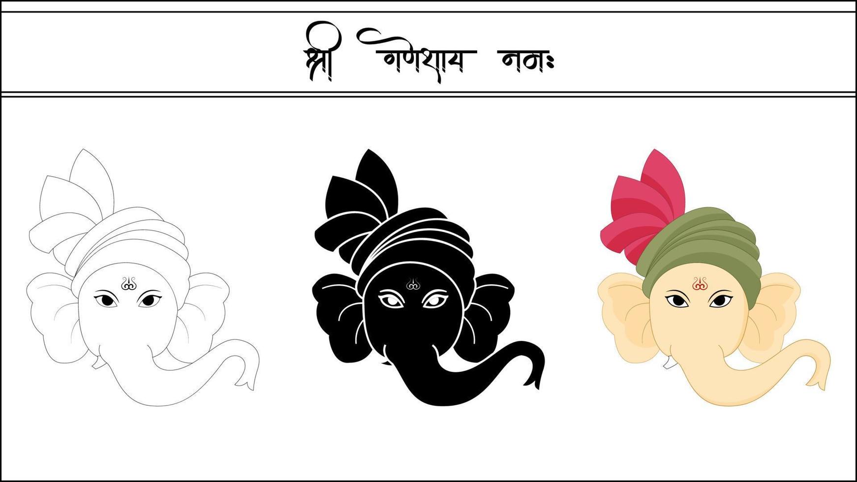 shri ganeshay namah, ganpati vektorillustration på vit bakgrund, shri ganesh vektorillustration för bröllopskort, diwali designprojekt och ganesh chaturthi designprojekt. vektor