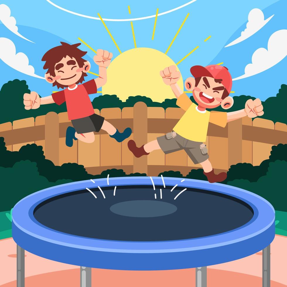 Trampolin spielen mit Freund vektor