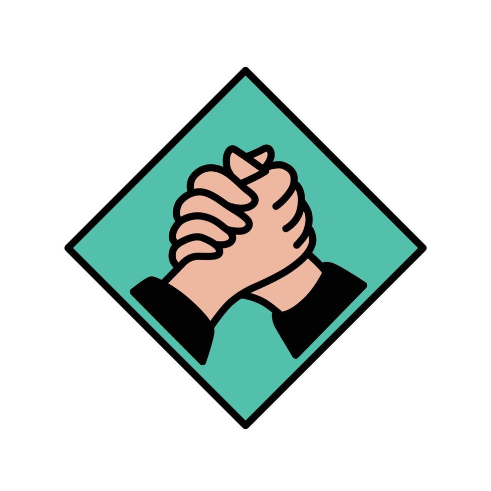 logotyp handslag. vektor. platt konturstil. illustration av solidaritet och vänskap. symbolen för kontraktet. handla. teckna för företaget. tilliten. vektor