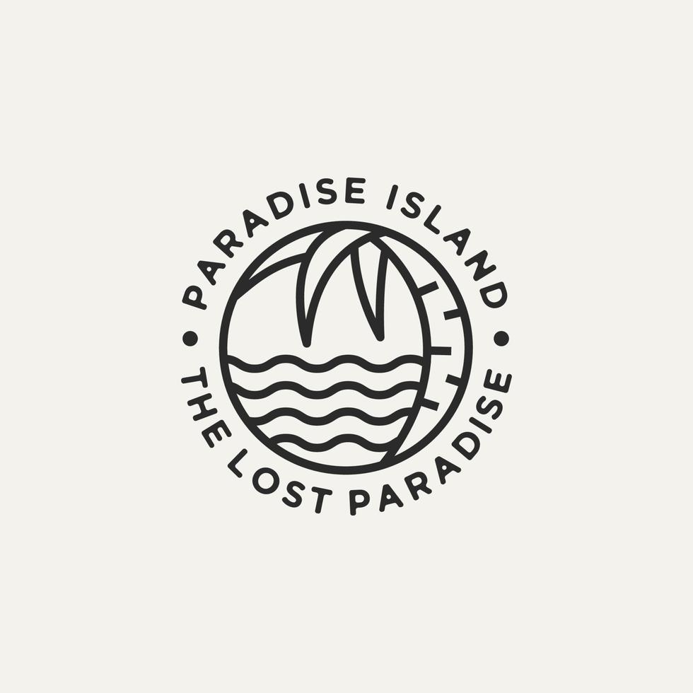 paradis island hotel and resort line art logotyp vektor