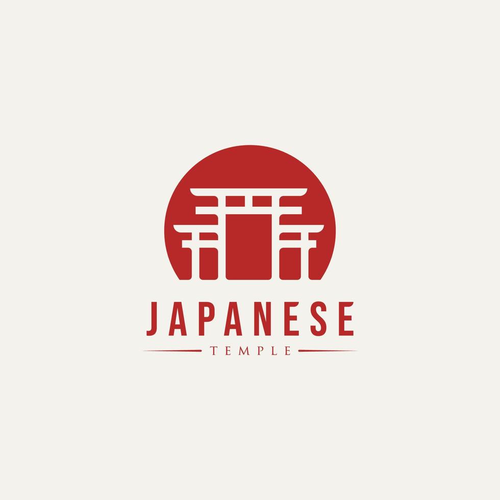 einfaches japanisches Torii-Tor-Tempel-Wahrzeichen-Logo vektor