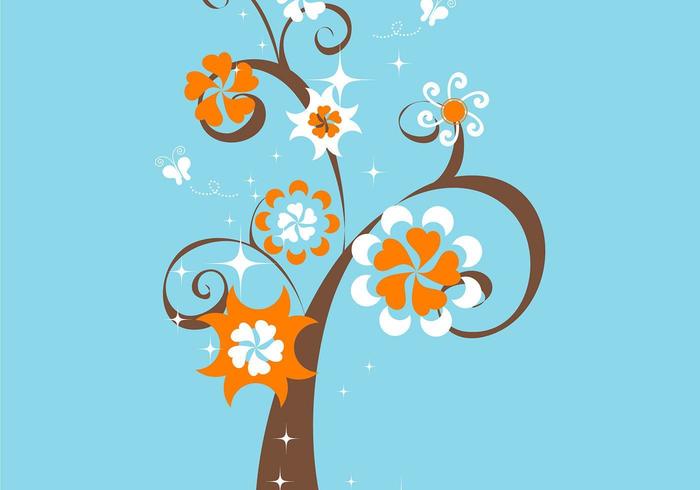 Funky Floral Tree Vector