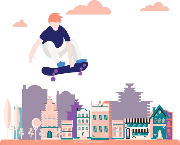 Skateboard. Vektor illustration för ett vykort eller en affisch, skriv ut för kläder. Gata kulturer.