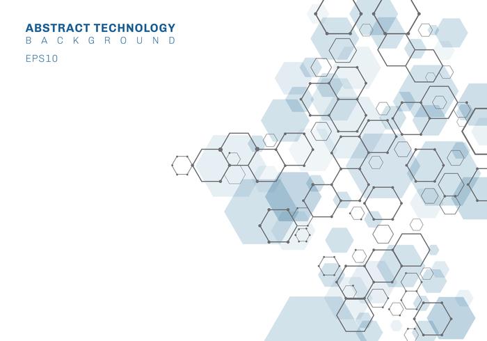 Abstrakte blaue sechseckige Molekülstruktur des Neuronsystems. Digitaltechnik Hintergrund. Zukünftige geometrische Vorlage. vektor