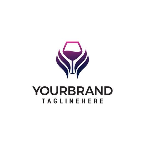 Glasflügel Wein Logo Design Konzept Vorlage Vektor