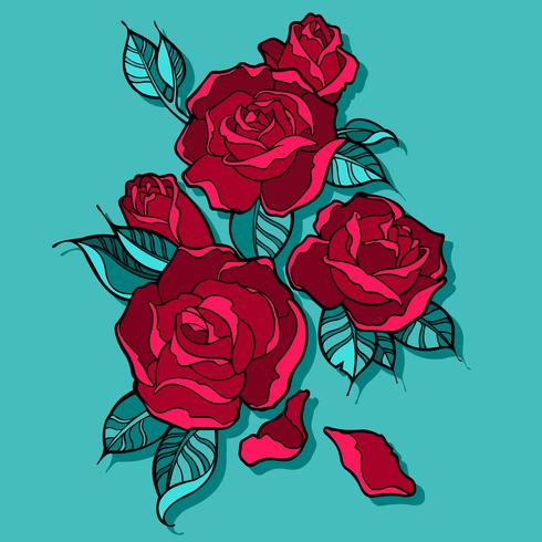 Vacker röda rosebukett vektor