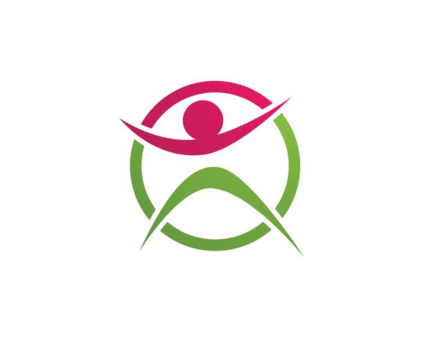 Människokaraktärslogotyp, Hälsovårdslogo. Natur logotyp tecken. Grön livslogotypskylt, vektor