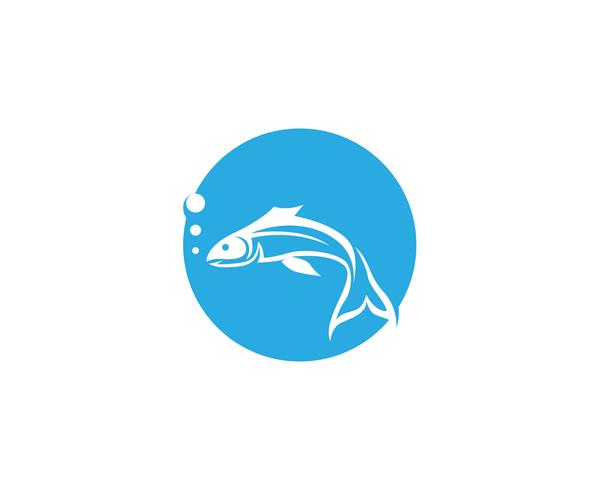 Fisklogotypmall. Kreativ vektor symbol för fiskeklubben eller online