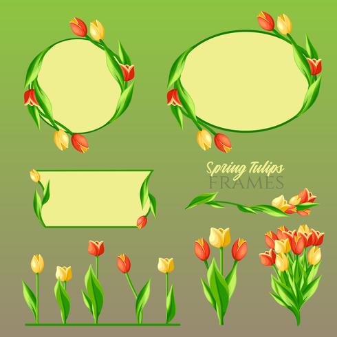 Spring Tulips Ramar Set vektor