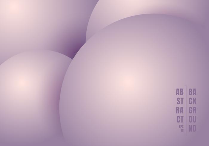 Abstrakta 3D realistiska flytande eller flytande cirklar lila pasteller färg vacker bakgrund. vektor