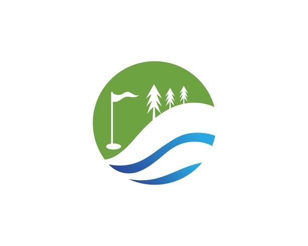 Golfclubikonen-Symbolelemente und Logo vector Bilder