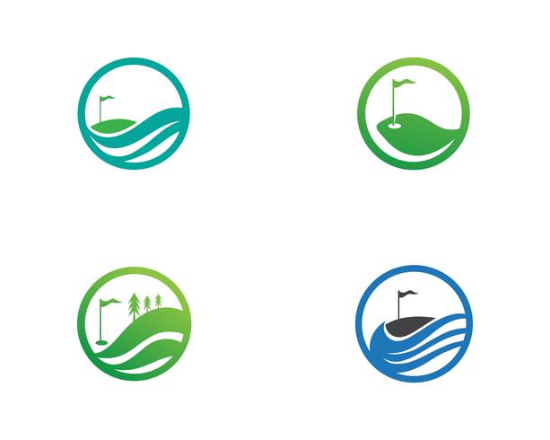 Golfclubikonen-Symbolelemente und Logo vector Bilder