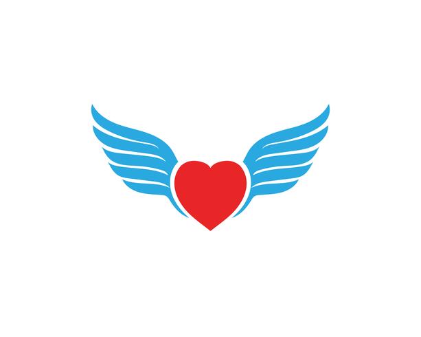 Liebesflügel-Logo und Symbole Vektor-Schablone vektor