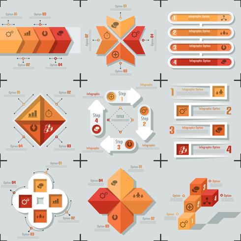 Satz von 9 flache minimale Infografiken vektor