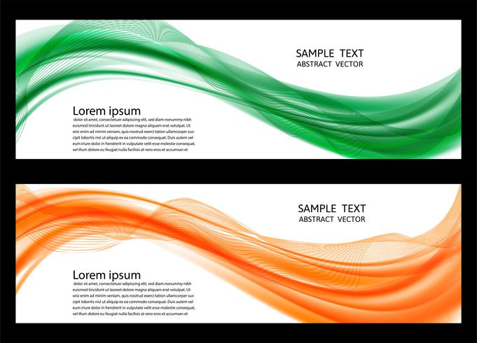 Bewegen Sie grüne und orange transparente Zusammenfassung auf weißem Hintergrund mit Kopienraum, Vektorillustration für Ihre Fahne wellenartig vektor