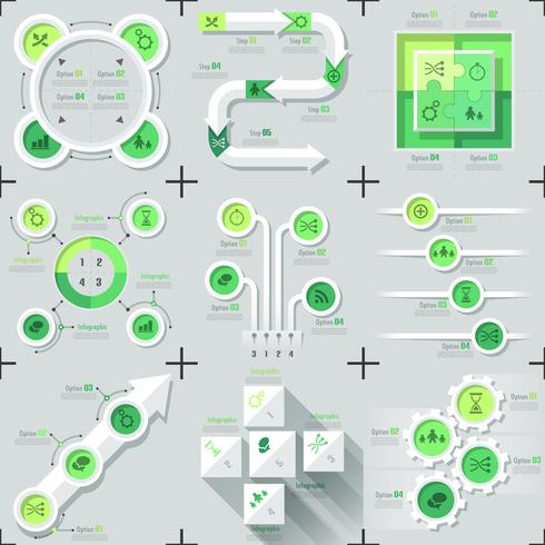 Satz von 9 flache minimale Infografiken vektor