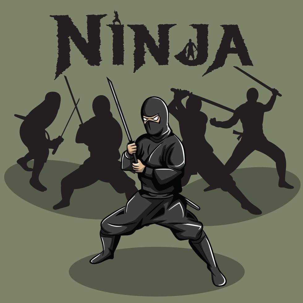 ninja slåss. vektor illustration
