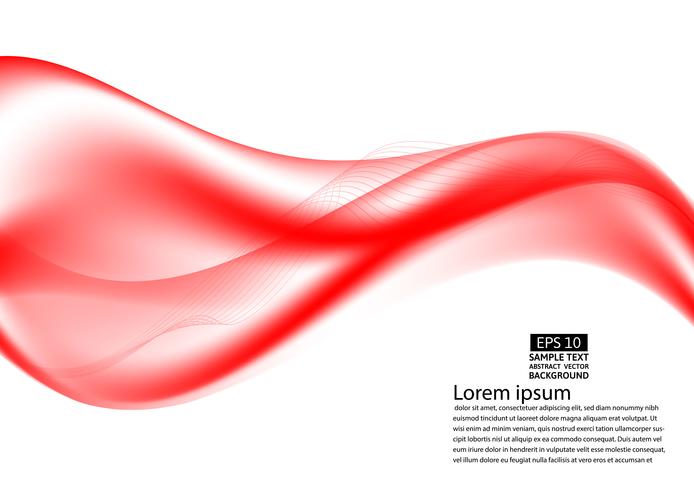 Våg röd genomskinlig abstrakt på vit bakgrund med kopia utrymme, vektor illustration EPS10