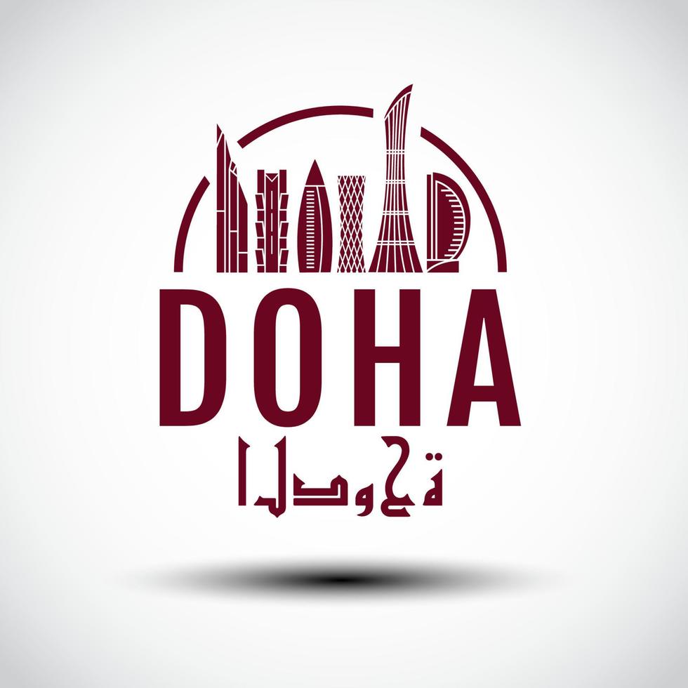 Doha Landmarks Logo, Farbflagge, Zeichen und Symbol vektor