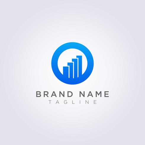 Logo-Design-Kreis-Kombination mit Balkendiagrammen für Ihr Unternehmen oder Ihre Marke vektor
