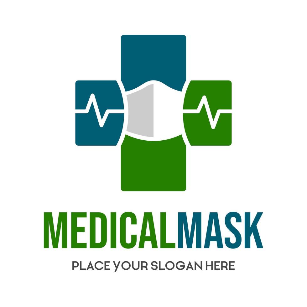 Vektor-Logo-Vorlage für medizinische Masken. Dieses Design verwendet ein Kreuzsymbol. geeignet für Gesundheitsunternehmen. vektor