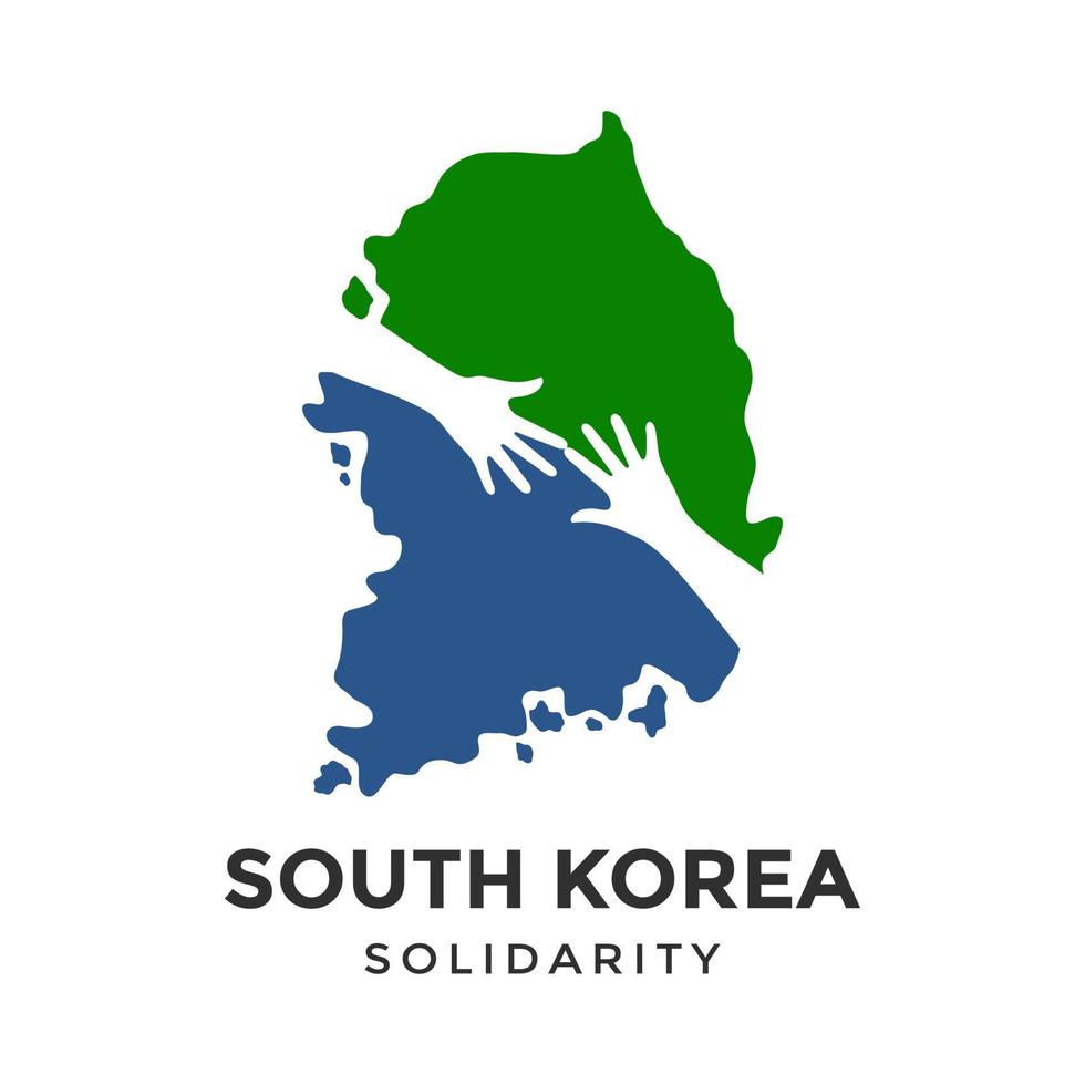 südkorea solidarität vektor logo vorlage. Dieses Design verwendet Karten- und Handsymbol. für Gemeinschaft geeignet.