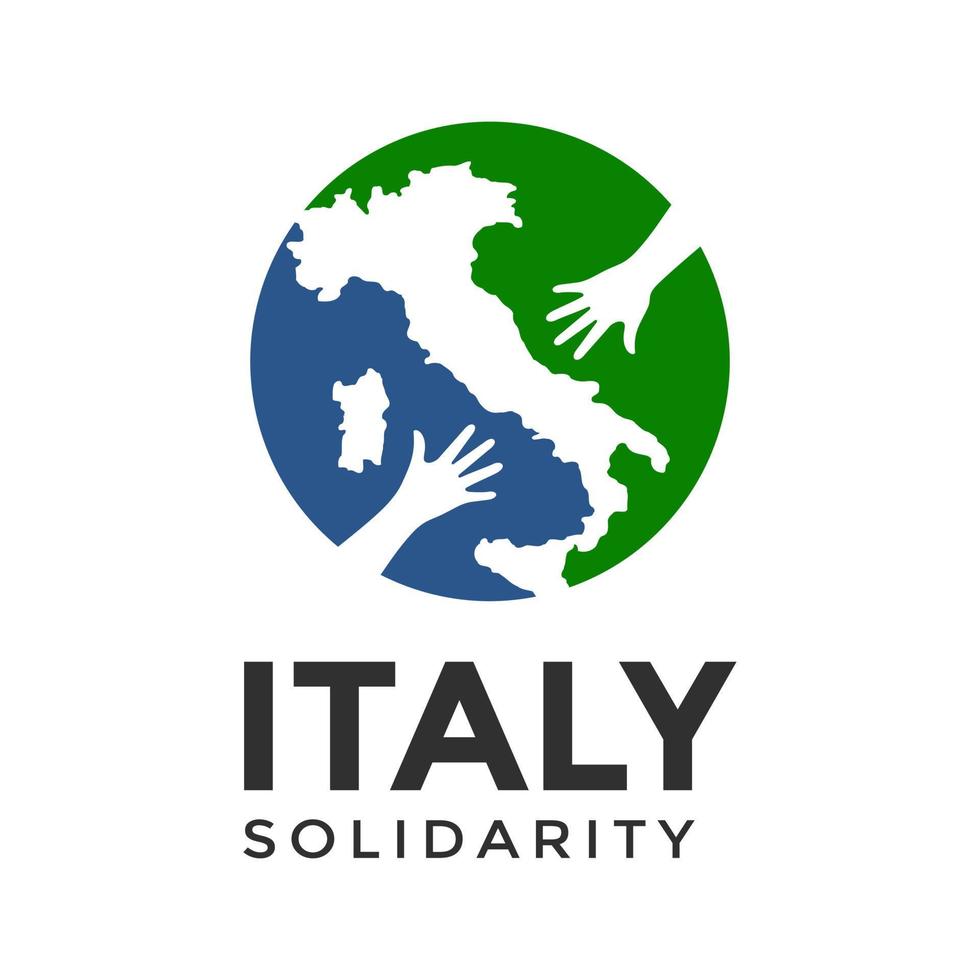 Italien solidaritet vektor logotyp mall. denna design använder karta och handsymbol. lämplig för gemenskap.