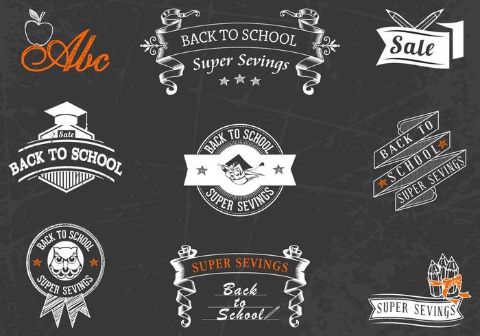 Tillbaka till skolan Chalkboard Badges Vector Pack